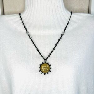 Black Snaffle Bit Necklace | Gold Horse Medallion | Handmade in Kentucky